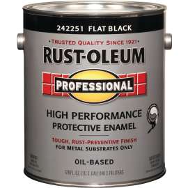 RUST-OLEUM PROFESSIONAL 242251 Protective Enamel, Flat, Black, 1 gal Can