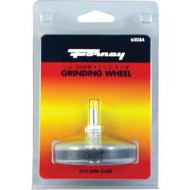Forney 60054 Grinding Wheel, 1/4 x 2-1/2 in Dia, 1/4 in Arbor/Shank, 60 Grit, Aluminum Oxide Abrasive