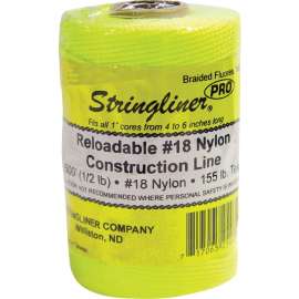 Stringliner Pro Series 35465 Construction Line, #18 Dia, 500 ft L, 165 lb Working Load, Nylon, Fluorescent Yellow