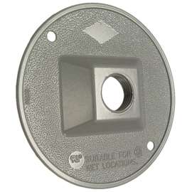 HUBBELL 5193-5 Cluster Cover, 4-1/8 in Dia, 4-1/8 in W, Round, Zinc, Gray, Powder-Coated