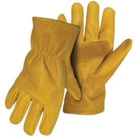 BOSS 6039X Driver Gloves with Palm Patch, XL, Keystone Thumb, Elastic Cuff, Cowhide Leather, Tan
