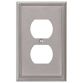 AmerTac Metro Line 77DBN Outlet Wallplate, 4-7/8 in L, 3 in W, 1 -Gang, Metal, Brushed Nickel, Wall Mounting