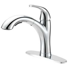 Boston Harbor Pull-Out Kitchen Faucet, 1.8 gpm, 1-Faucet Handle, 1, 3-Faucet Hole, Metal/Plastic, Chrome