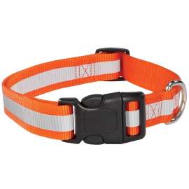 GUARDIAN GEAR ZA984 14 69 Reflective Dog Collar, Buckle Link, 14 to 20 in L Collar, 5/8 in W Collar, Nylon, Orange