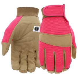 Miracle-Gro MG86205-W-ML Breathable, High-Dexterity Garden Gloves, Women's, M/L, Hook and Loop Cuff, Synthetic Leather