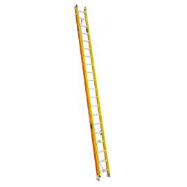 WERNER GLIDESAFE T6200-2GS Series T6240-2GS Extension Ladder, 37 ft H Reach, 300 lb, 40-Step, Fiberglass, Orange/Yellow