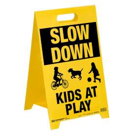 HY-KO PFS-KID Sign Stand, SLOW KIDS AT PLAY, Black/Yellow Legend, Plastic