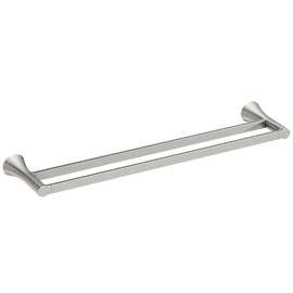 Moen Mikah Series Y0722BN Double Towel Bar, 24 in L Rod, Zinc, Brushed Nickel, Wall Mounting