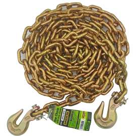 BARON TC703820 Tow Chain, 3/8 in Trade, 20 ft L, 70 Grade, 6600 lb Working Load, Gold Zinc
