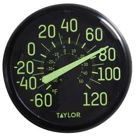 TAYLOR 5267459 Glow In The Dark Thermometer, -60 to 120 deg F, Multi-Color Casing