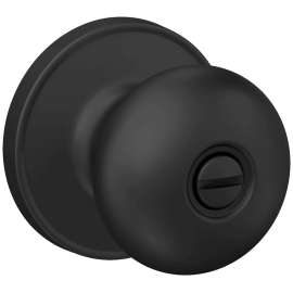 Schlage J Series J40 STR 622 Privacy Door Lockset, Turn Button Lock, Knob Handle, Metal/Zinc, Matte Black