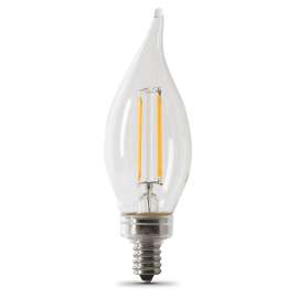 Feit Electric BPCFC100927CAFIL/ Filament LED Bulb, Flame Tip, BA10 Lamp, E12 Lamp Base, Clear