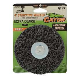 Gator 9003 Stripping Double Wheel, 4 in Dia, 1/4 in Arbor, Extra Coarse, Silicon Carbide Abrasive