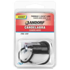 Jandorf 60470 Lamp Socket, 125 V, 75 W, Phenolic Housing Material, Black