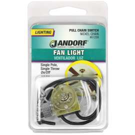 Jandorf 61208 Pull Chain Switch, 1-Pole, 125 V, 3 A, Nickel