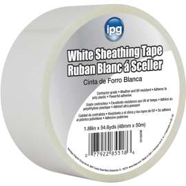 IPG 5518USW Sheathing Tape, 50 m L, 48 mm W, Polypropylene Backing, White