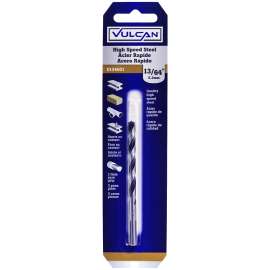 Vulcan Jobber Length Drill, 13/64 In Dia X 3-5/8 In L, Straight Shank, High Speed Steel