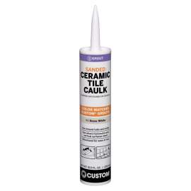 CUSTOM Polyblend PC1110S-6 Ceramic Tile Caulk, Snow White, 24 hr Curing, >50 deg F, 10.5 oz Cartridge