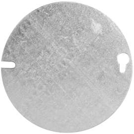 HUBBELL 54C1BAR Flat Box Cover, 4 in Dia, Round, Steel, Silver