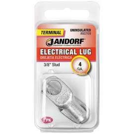 Jandorf 60769 Electrical Lug, 4 AWG Wire, 3/8 in Stud, Copper Contact