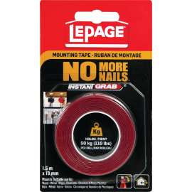 LePage 2125574 Mounting Tape, 1.5 m L, 19 mm W, Translucent