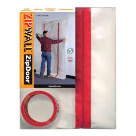 ZIPWALL ZipDoor ZDC Dust Barrier Door Kit, 4 ft L, 8 ft W, Plastic, Clear