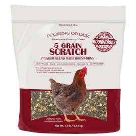 Pecking Order 009352 Five-Grain Scratch with Boonworms, 12 lb Bag