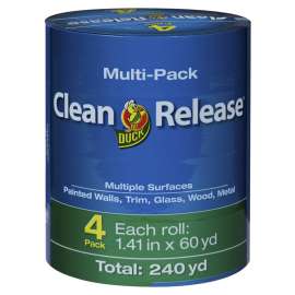 Duck Clean Release 240460 Painter's Tape, 60 yd L, 1.41 in W, Blue