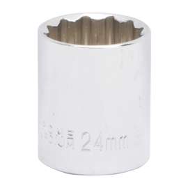 Vulcan MT6534101 Drive Socket, 24 mm Socket, 1/2 in Drive, 12-Point, Chrome Vanadium Steel, Chrome