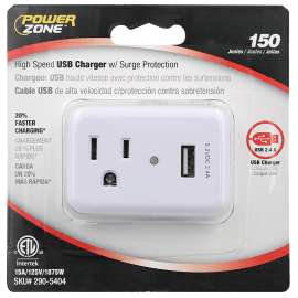 PowerZone ORUSB241S Surge Protector Tap, 2 -Pole