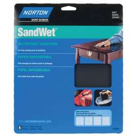 NORTON 48080 Sanding Sheet, 9 in L, 11 in W, 320 Grit, Super Fine, Aluminum Oxide Abrasive