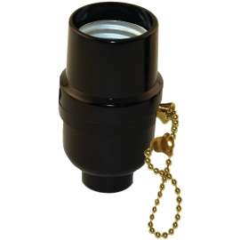 ATRON LA936 Pull Chain Socket, 250 V, 250 W, Phenolic Housing Material, Black