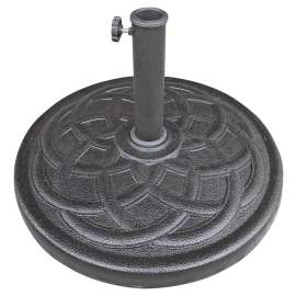 Seasonal Trends 69330 Umbrella Base, 21.65 in Dia, 13.2 in H, Round, Resin/Steel/Plastic, Black