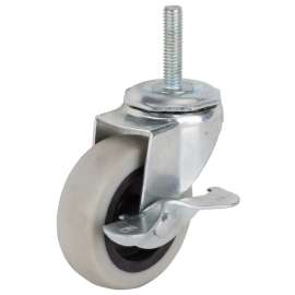ProSource JC-N08-G Swivel Caster with Brake, 3 in Dia Wheel, 3 in W Wheel, Thermoplastic Rubber Wheel, Gray, 130 lb