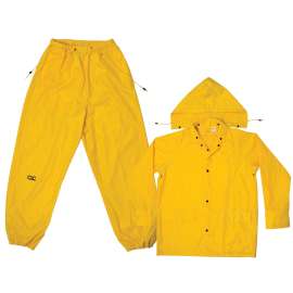 CLC R1022X Rain Suit, 2XL, 170T Polyester, Yellow, Detachable Collar