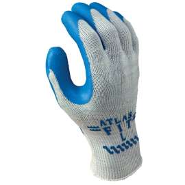 ATLAS 300M-08.RT Industrial Gloves, M, Knit Wrist Cuff, Natural Rubber Coating, Blue/Light Gray