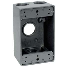 TEDDICO/BWF B75-2V Outlet Box, 1 -Gang, 4 -Knockout, 4-3/4 in Knockout, Metal, Gray, Powder-Coated