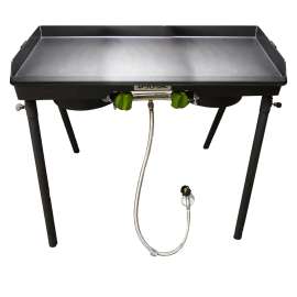 BARBOUR PS217 Patio Stove with Griddle Tapper, 2-Burner, 30,000 Btu, Aluminum/Steel