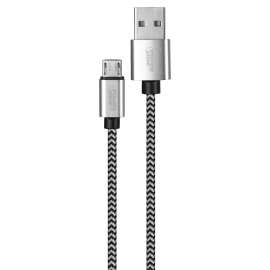 PowerZone KL-029X-2M-MICRO Micro Charging Cable, Braided Cable + Aluminum Alloy, Black + White Braided Cable, 6 ft L