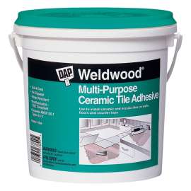 WELDWOOD 7079825190 Ceramic Tile Adhesive, Paste, Very Slight Ammonia, White, 1 qt Pail