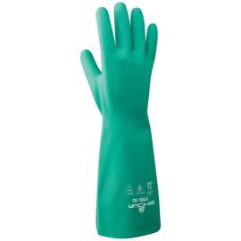SHOWA 730-07.RT Gloves, Unisex, S, 33 cm L, Gauntlet Cuff, Nitrile, Green