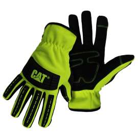 Cat CAT012250X High-Visibility Utility Gloves, Men's, XL, Open Cuff, Spandex, Green