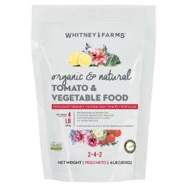 Whitney Farms 10101-10003 Tomato and Vegetable Food, 4 lb Bag, Granular, 2-4-2 N-P-K Ratio
