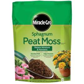 Miracle-Gro 85278430 Sphagnum Peat Moss, Solid, Earthy, 8 qt Bag