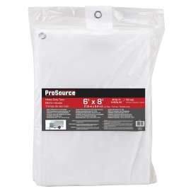 ProSource TW0608 Tarp, 8 ft L, 6 ft W, 10 mil Thick, Plastic, White