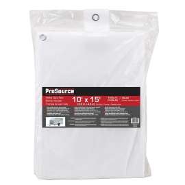 ProSource TW1015 Tarp, 15 ft L, 10 ft W, 10 mil Thick, Plastic, White