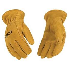 Kinco 50-KM Gloves, M, Keystone Thumb, Easy-On Cuff, Suede Cowhide Leather, Gold