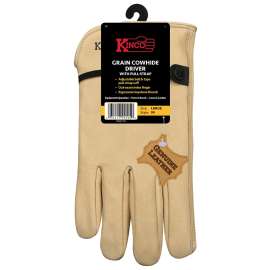 Kinco 99-XL Driver Gloves, Men's, XL, Keystone Thumb, Ball and Tape Cuff, Cowhide Leather, Tan