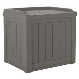 Suncast SS601ST Deck Box with Storage Seat, 22 in W, 17 in D, 20-1/2 in H, Resin, Stoney