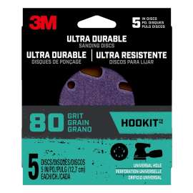 3M 27253 Power Sanding Disc, 5 in Dia, 80 Grit, Coarse, Ceramic Abrasive, 5-Hole, 8-Hole
